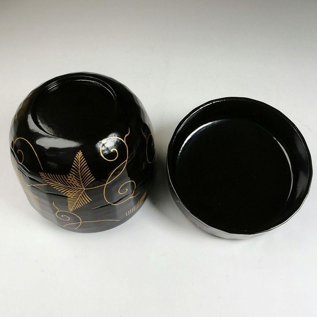 Ｗ７７　棗　『松唐草』『一閑折焼　大棗』『道場宗廣 造』　共箱　茶道具