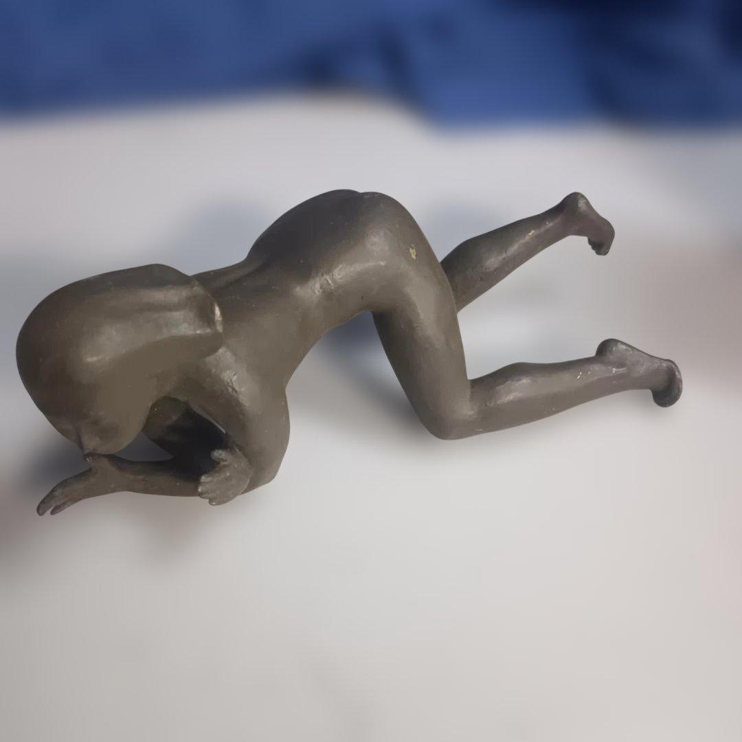 ６１１２）ブロンズ像 律動 館野弘青　裸婦像 約２７ｃｍ