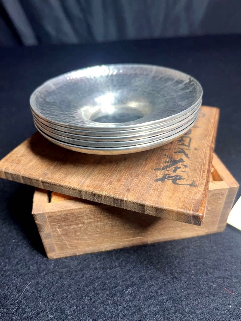 平安 清課堂 「錫鎚目図式茶托」茶道具 茶器 錫器 茶托 古美術 古道具　京都