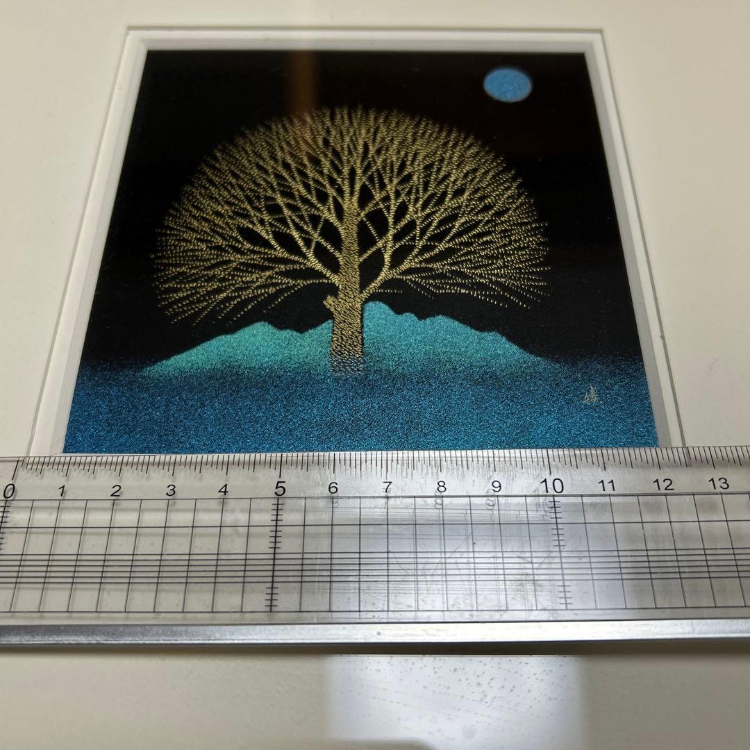 輪島塗　漆塗　金箔塗り　 額縁付属　【満月と木】