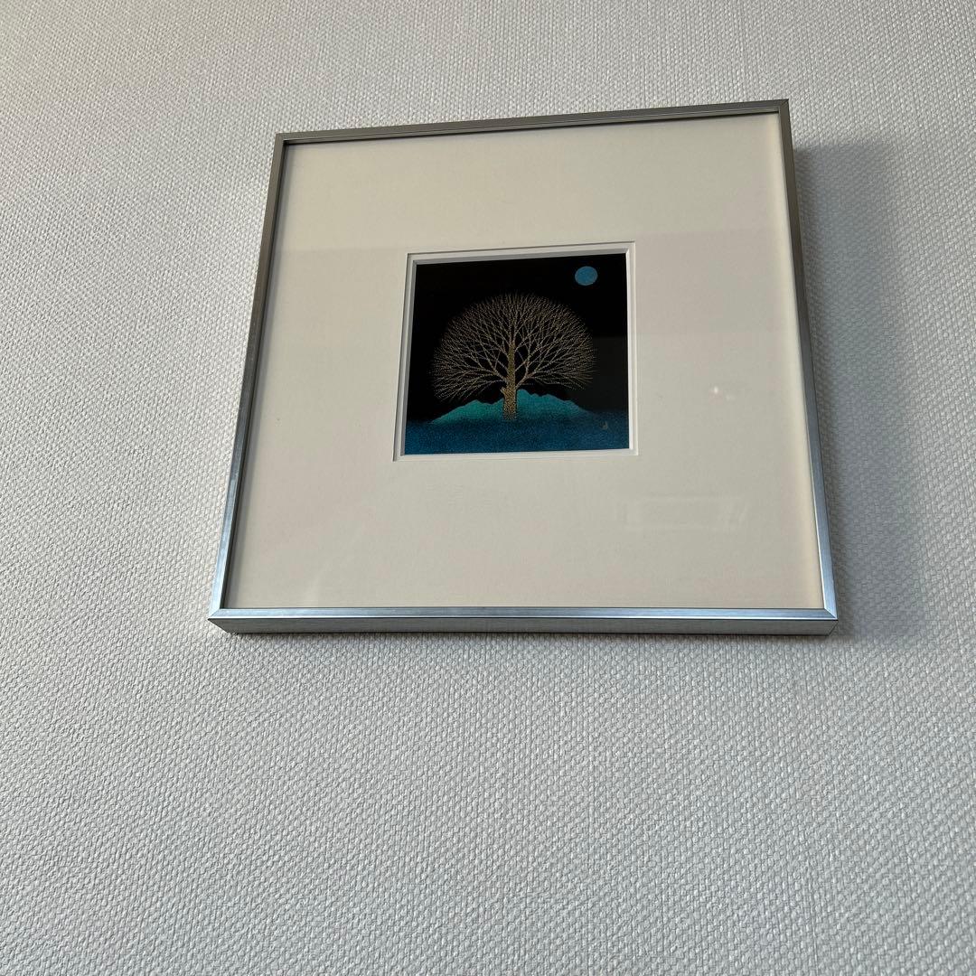 輪島塗　漆塗　金箔塗り　 額縁付属　【満月と木】