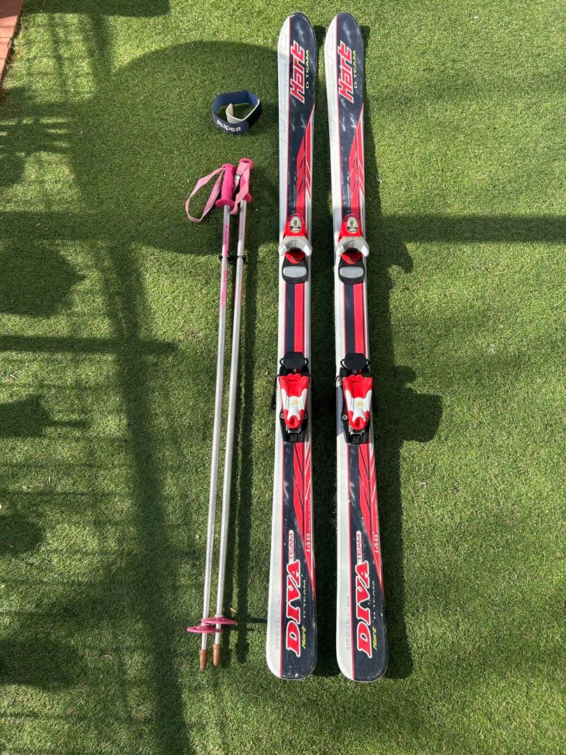 【ジュニア/女性用】Hart スキー板 148cm KAZAMA ポール セット