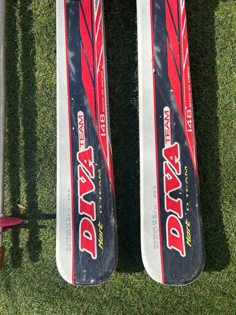 【ジュニア/女性用】Hart スキー板 148cm KAZAMA ポール セット