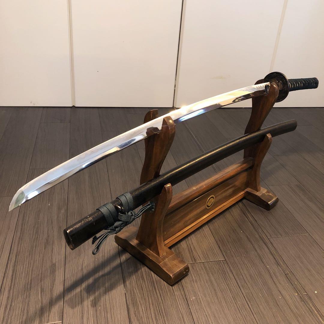 本格模造刀　太刀　居合刀　本研波刃　緑拵え　 刃長