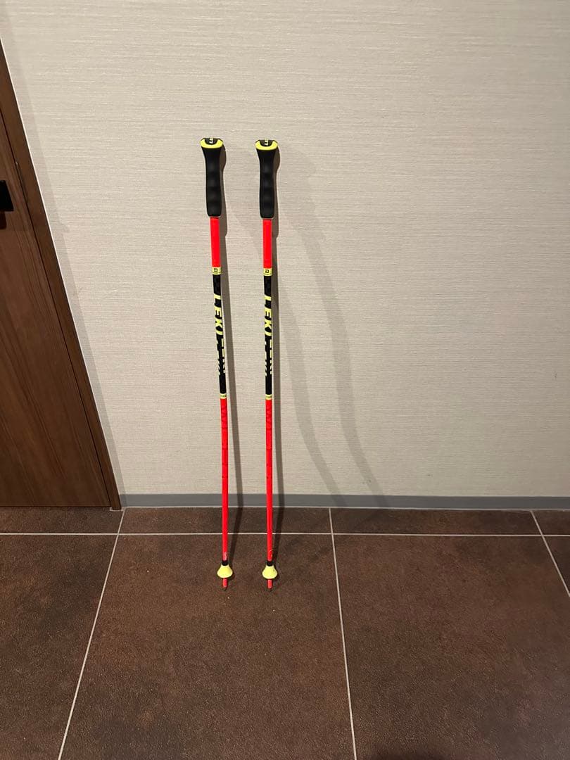 Leki 105cm スキー ストック 赤/黄色