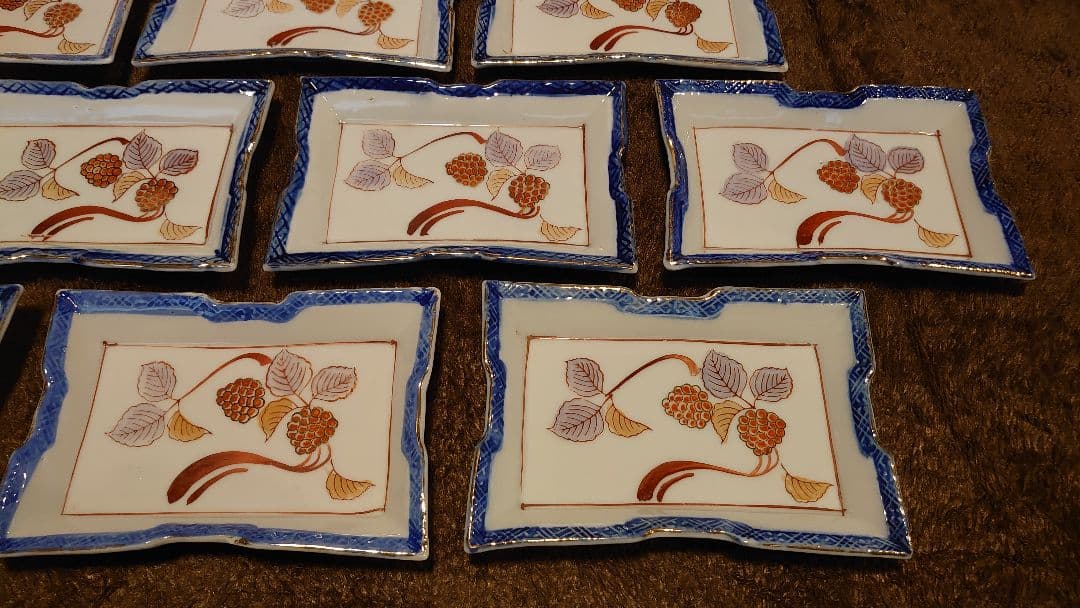 古伊万里　伊万里　色絵　角皿　菓子皿　蔵出し　１０客