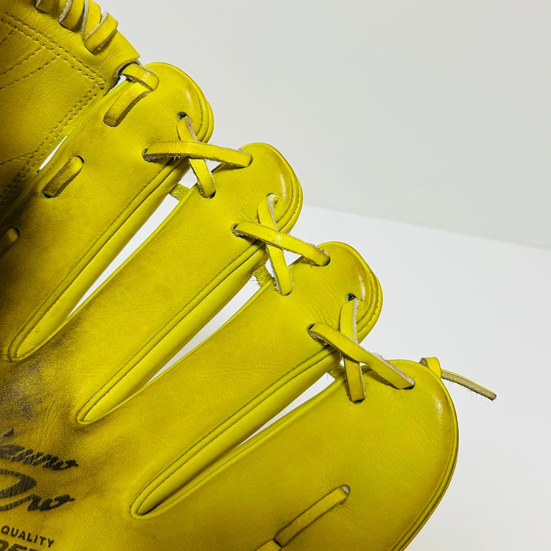 【美品】MiznoPro 硬式 投手用グローブ イエロー 耕作オーダー
