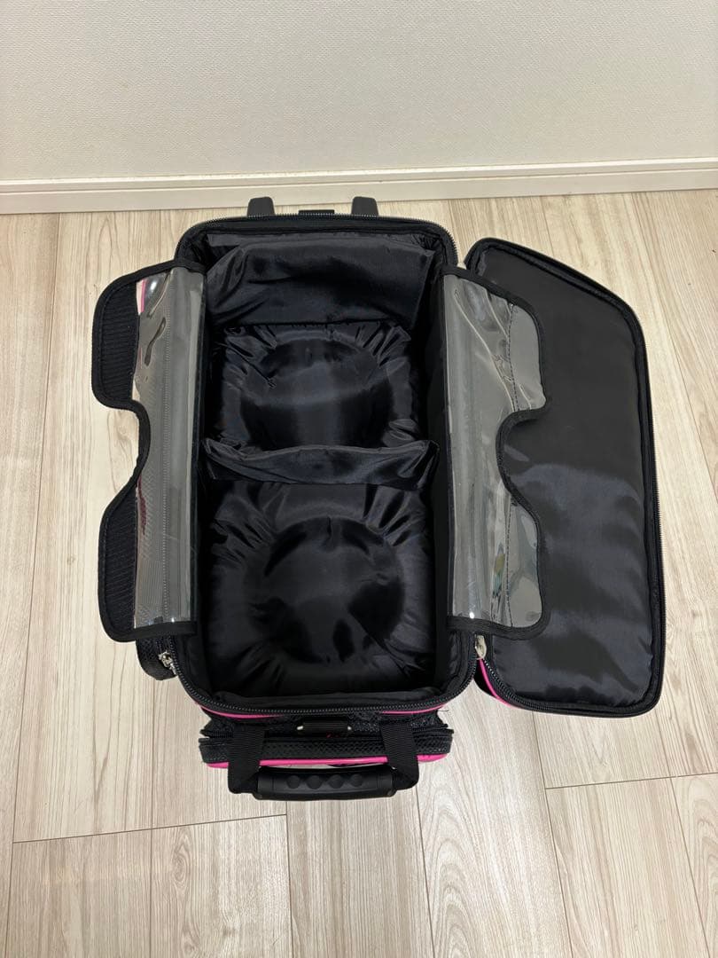 値下げ　ボウリング用バッグ 黒/ピンク 2個収納