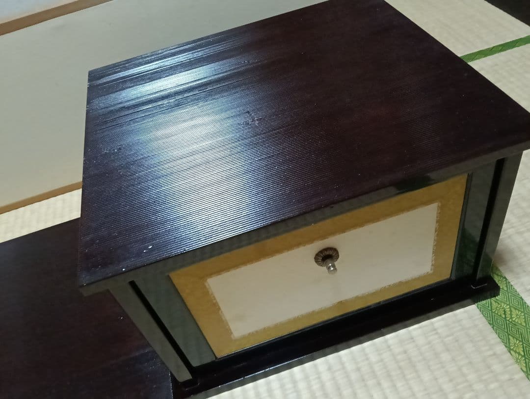 【茶道具整理中】お値下げしました！　木箱付　平安光入　造　溜塗　小袋棚