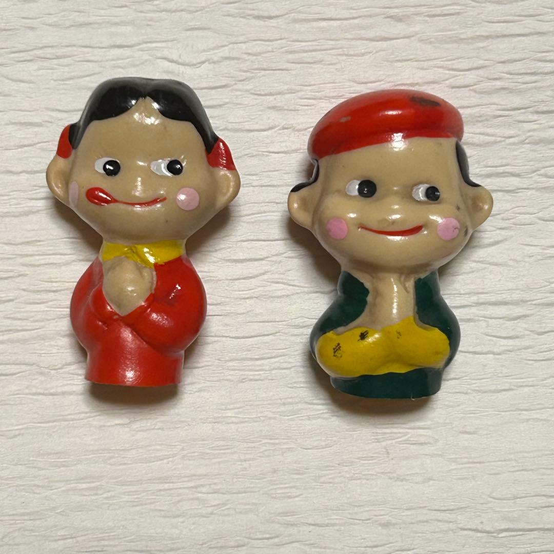 不二家 ペコちゃん ポコちゃん 昭和レトロ ソフビ 人形 指人形