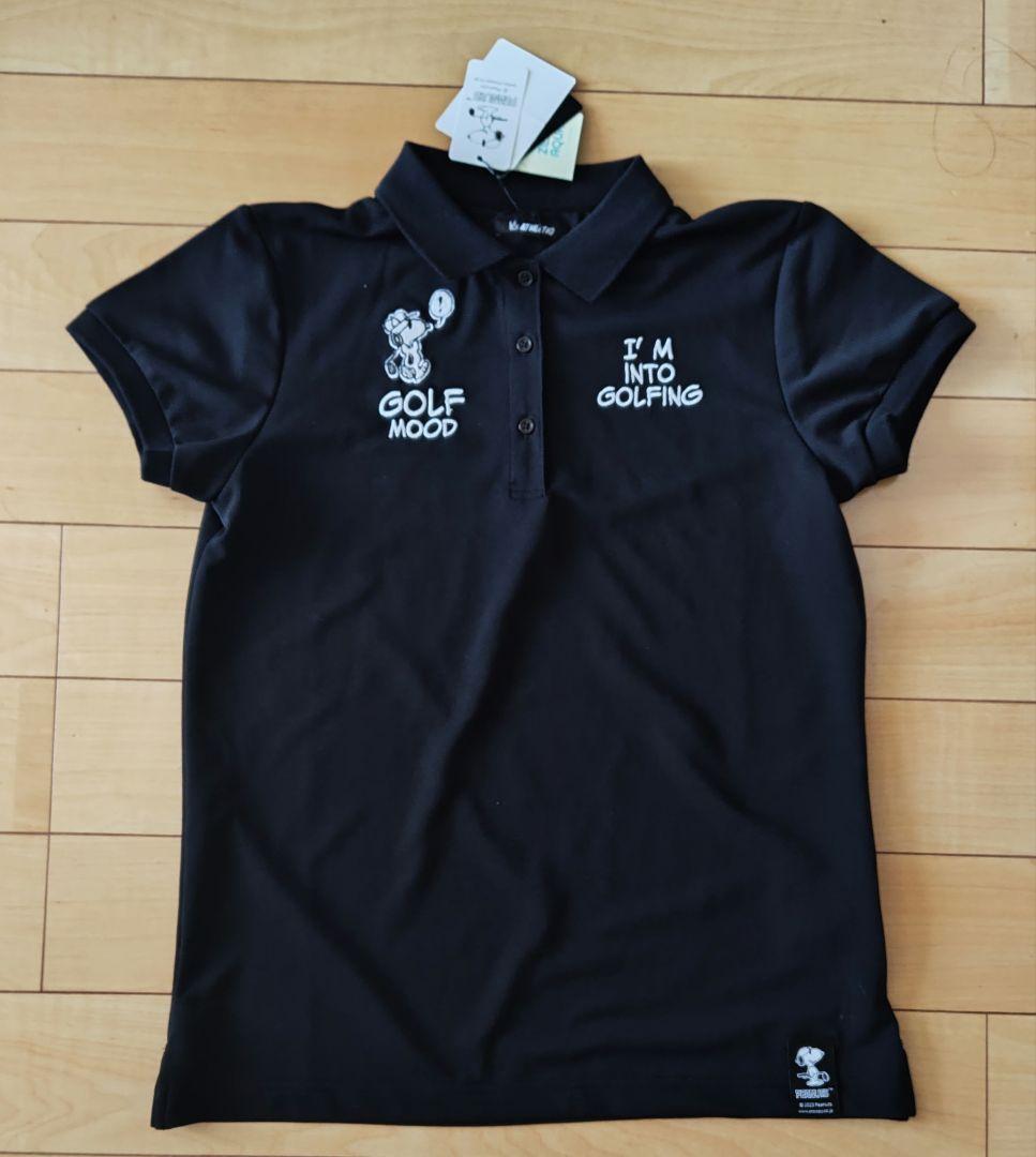 ゴルフポロシャツ スヌーピー黒 レディース
