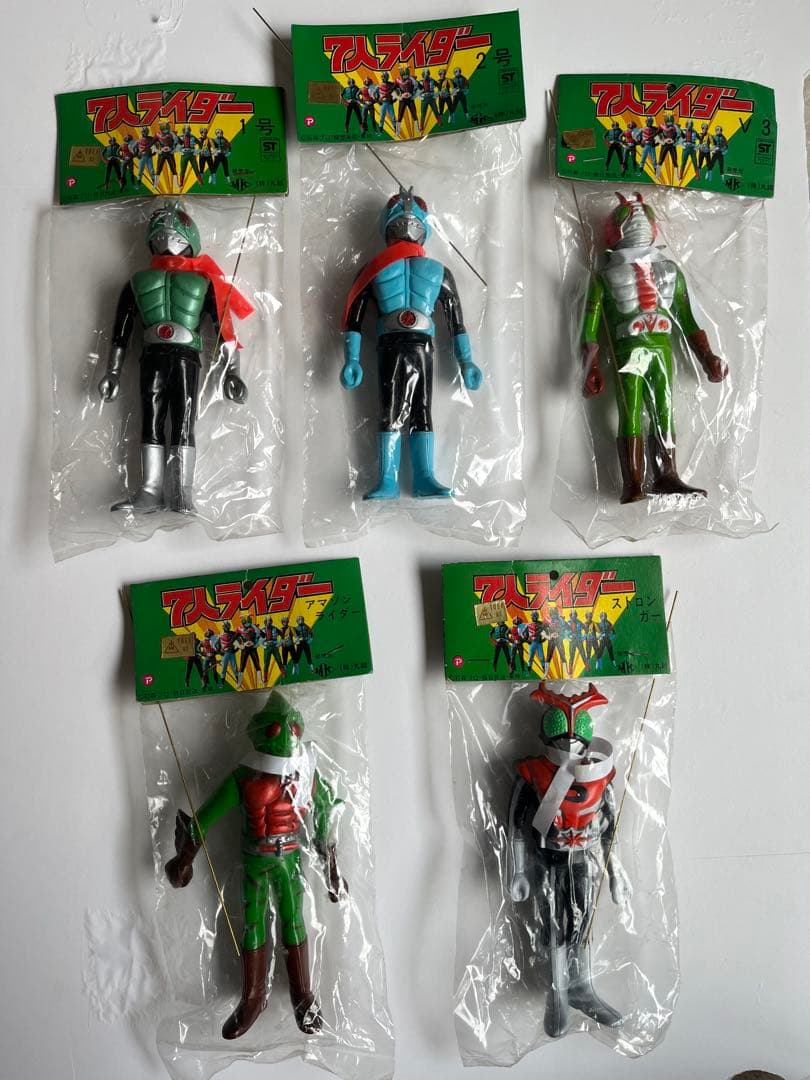 仮面ライダー　ミニソフビ　5体セット 昭和レトロ ポピー