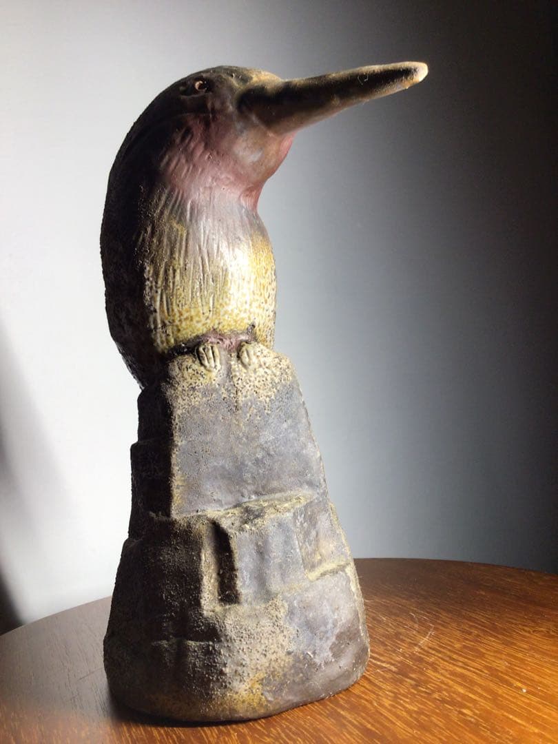 旧家初出し 備前焼 人間国宝 陶工 野鳥の置物 古美術品 時代物