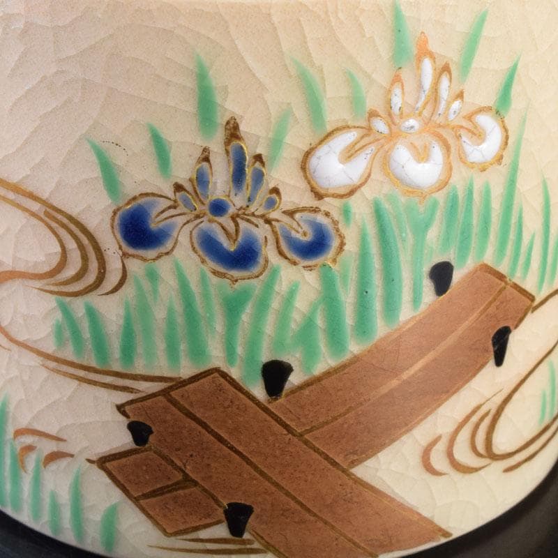 茶道具　京焼　色絵　菖蒲文　蓋置　在銘　V　8528