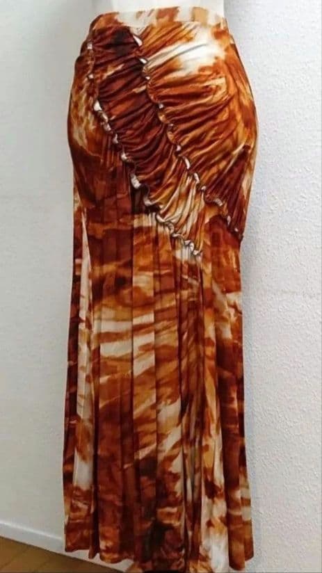 SALE☆チャコット 社交ダンス　スカート　M タイダイ柄 茶　定価53900円