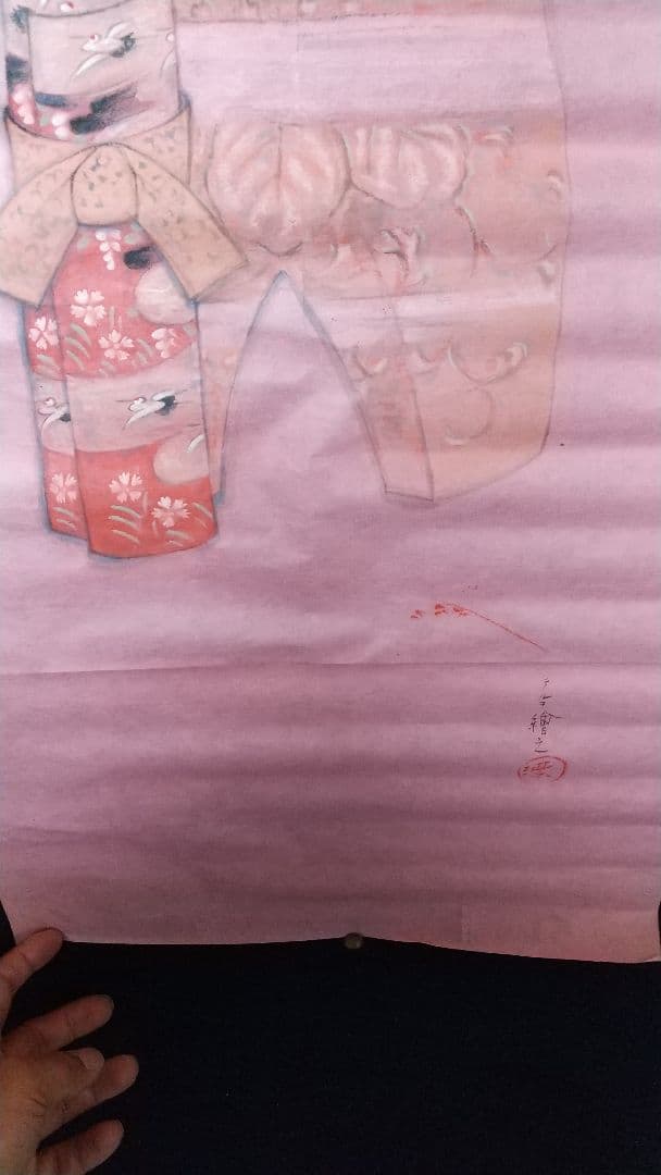 未表装 まくり 秦テルヲ 立雛図