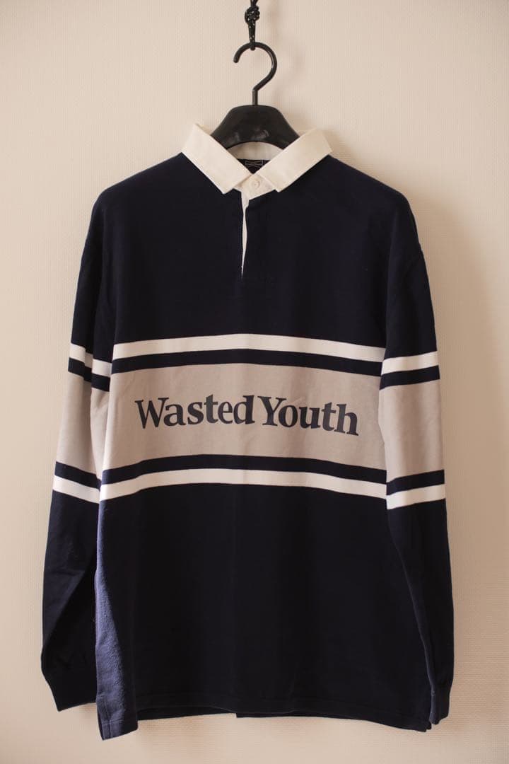 Wasted Youth ストライプ ラガーシャツ ネイビー