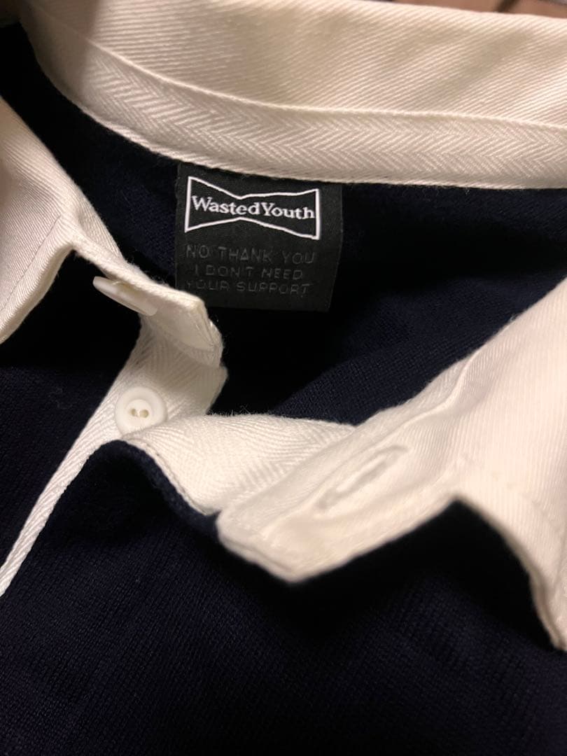 Wasted Youth ストライプ ラガーシャツ ネイビー