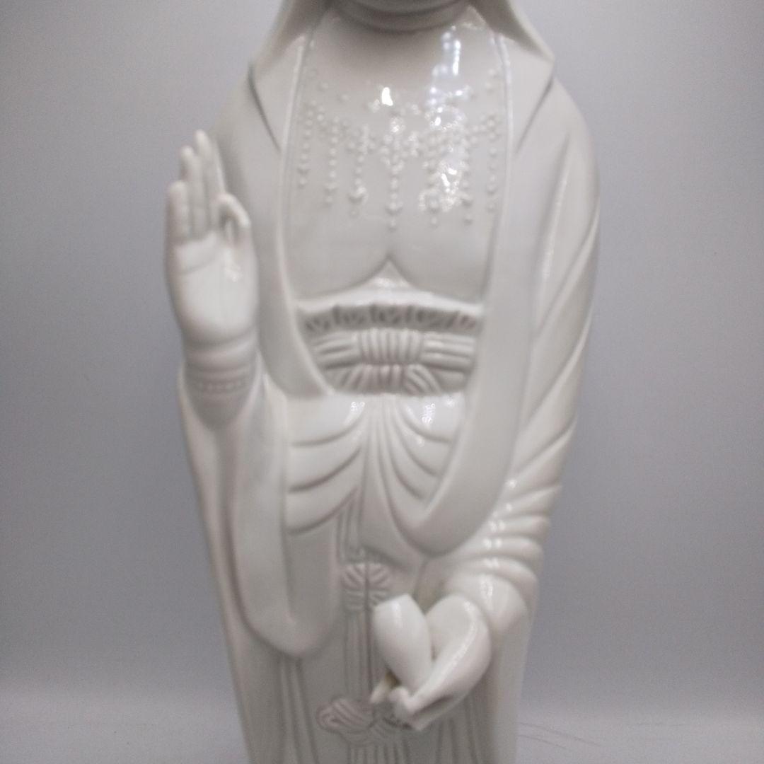 鍋島大五作　白磁　縁起物　慈母観音像　仏像　置き物　陶器　インテリア