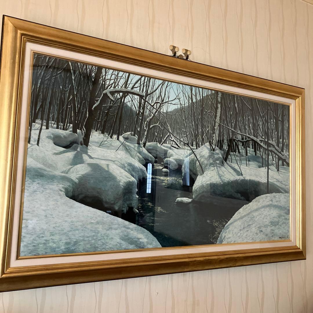 川島未雷　代表作　冬渓　奥入瀬　M60号　収納箱付き