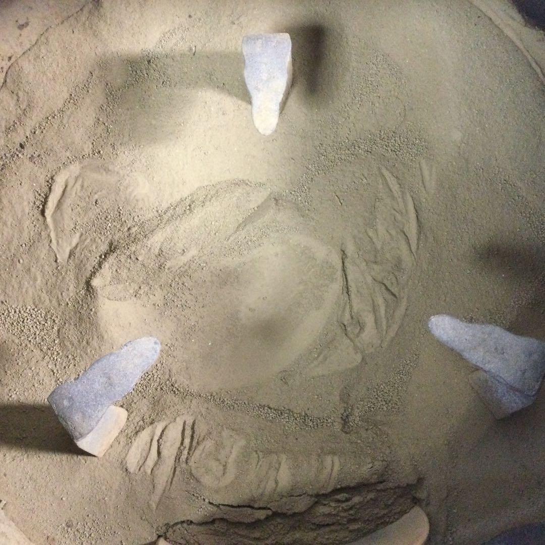 鉄器製 面取風炉 茶道具 五徳・灰付 紙箱付 茶釜 L262