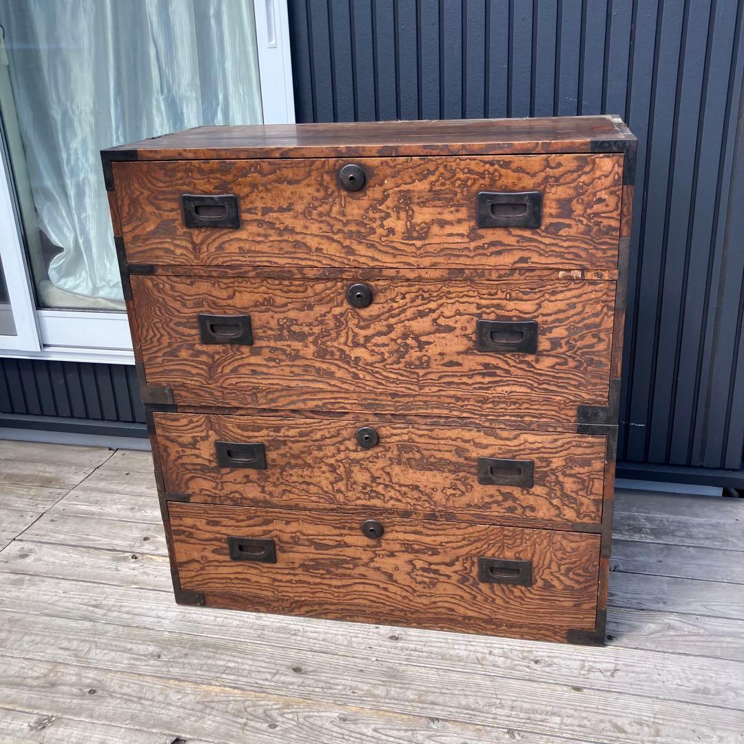 昭和レトロ 古家具 仙台箪笥 4段 引き出し箪笥 古家具 ビンテージ