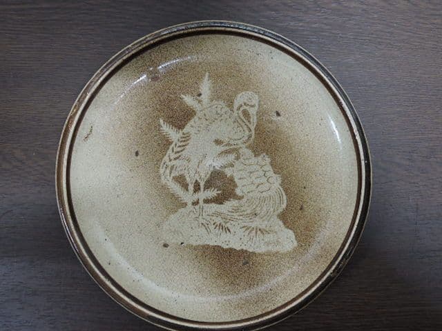 絵瀬戸皿　鶴と亀図　江戸時代　M１３３９