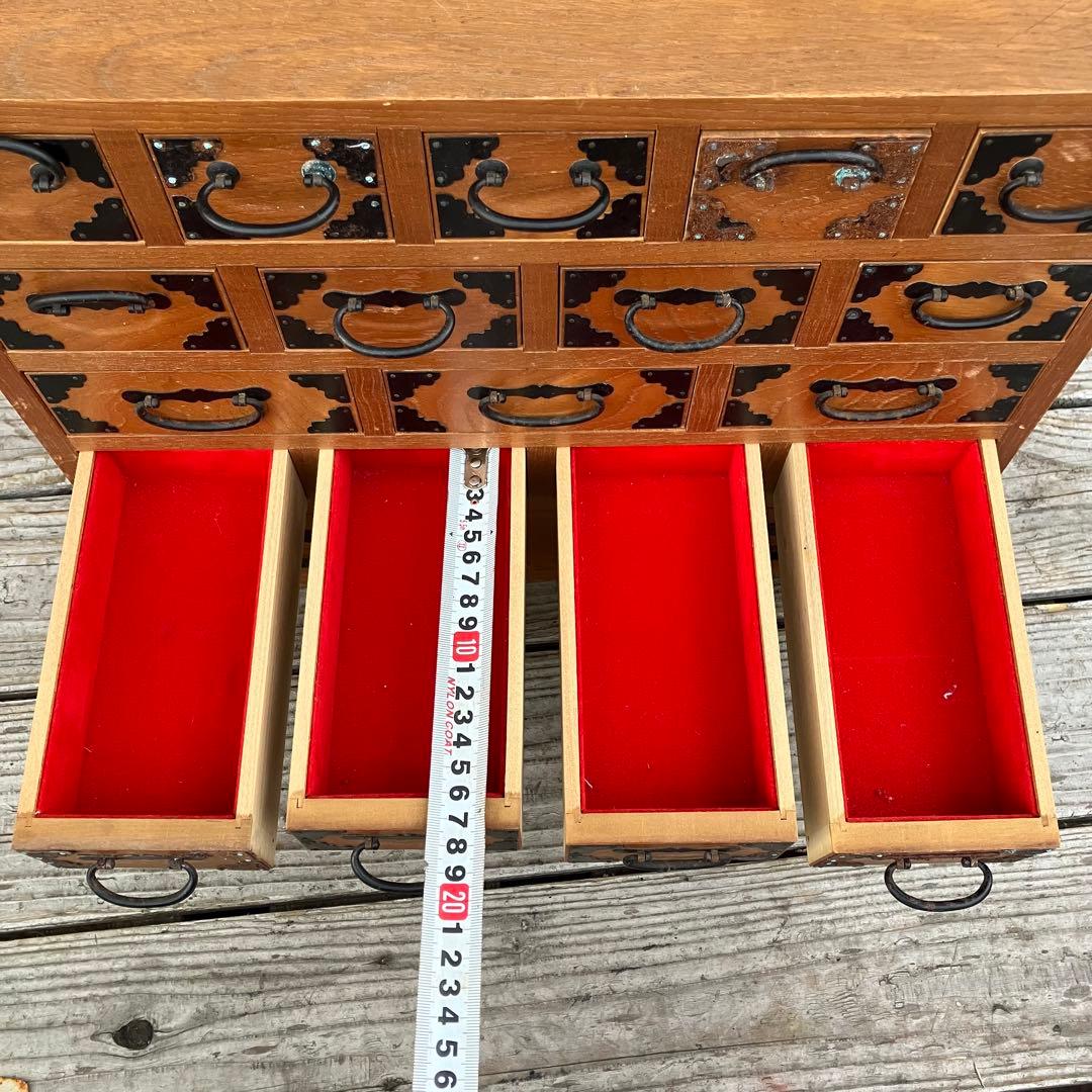 昭和レトロ 木製薬箱 薬箪笥 ミニチェスト 小箪笥 引き出し収納 17杯 5段