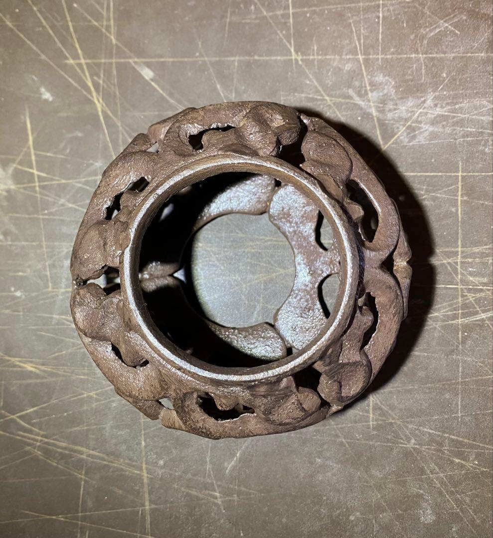 ヴィンテージ　美品アイアン製　ミニ鉢台　２個セット　 水耕育苗用ビーカー付　レア