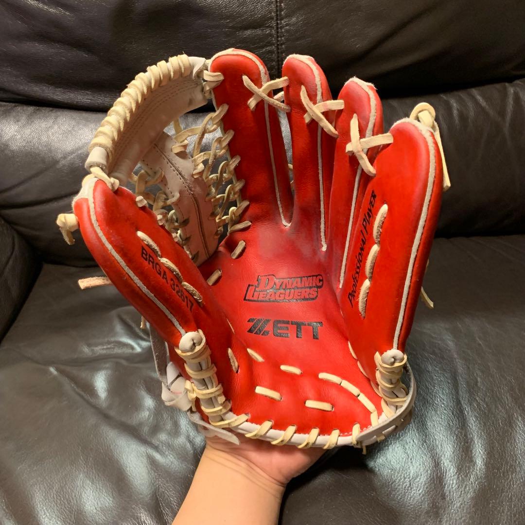 ZETT Pro Model 軟式外野用グローブ レッド/ホワイト　赤星