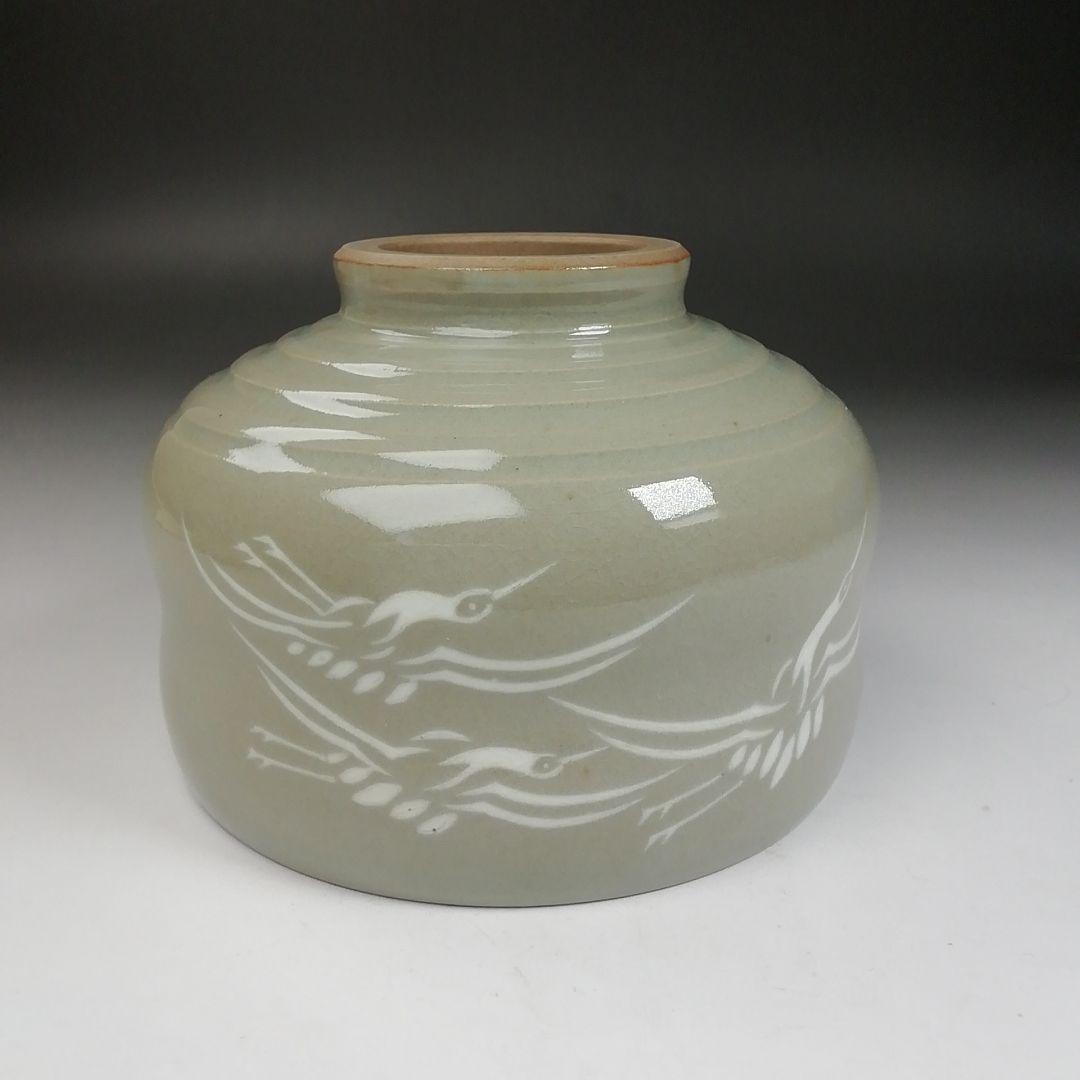 Ｗ１０４　茶碗　『肥後　高田焼』『象嵌茶碗』『十一代　上野才助 作』共箱　茶道具