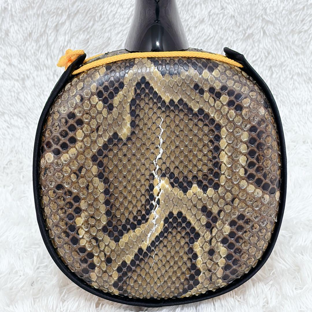 かしこ 沖縄 琉球 三線 本蛇革 本革 蛇革 本皮 蛇皮 爪 ケース付