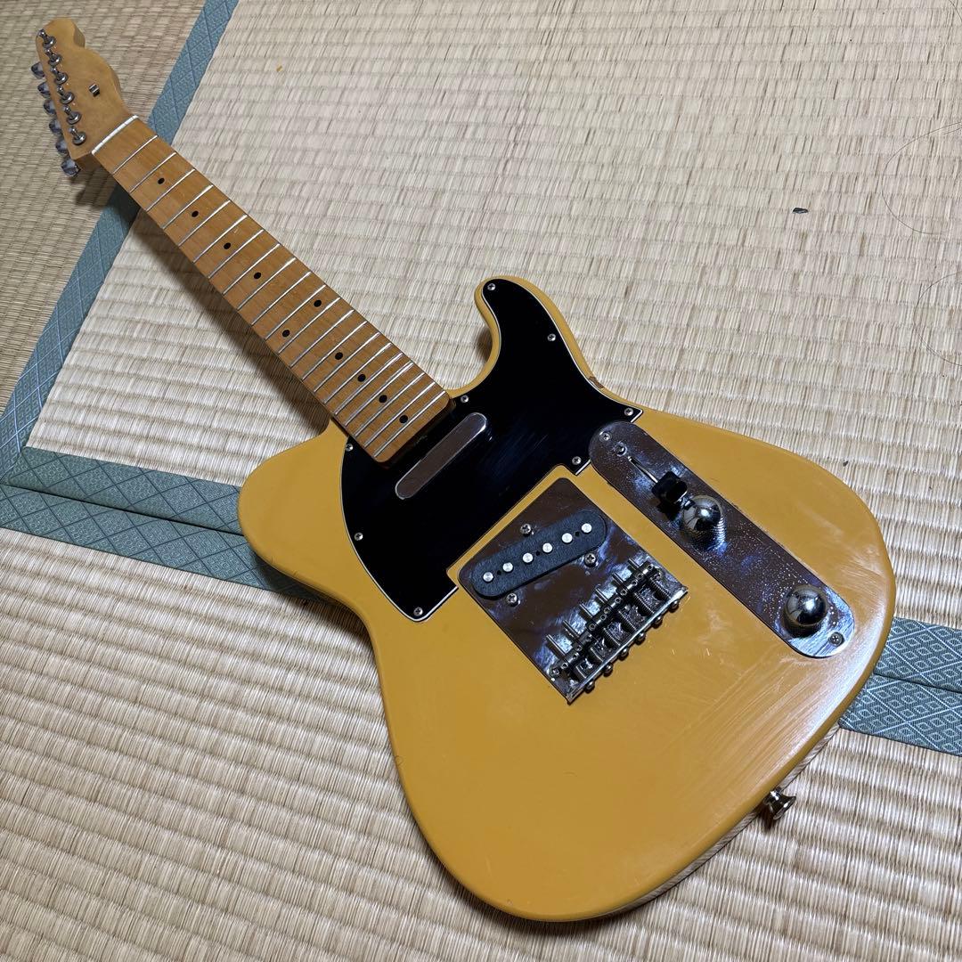 ミニテレキャスター エレキギター イエロー メーカー不明 21フレット