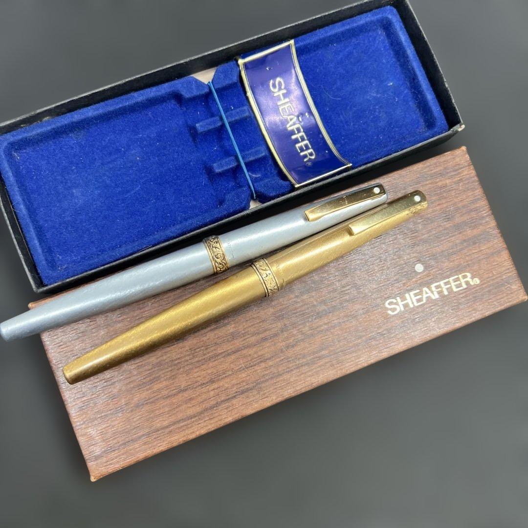 14K Sheaffer 万年筆 ２点セット シェーファー 金銀セット