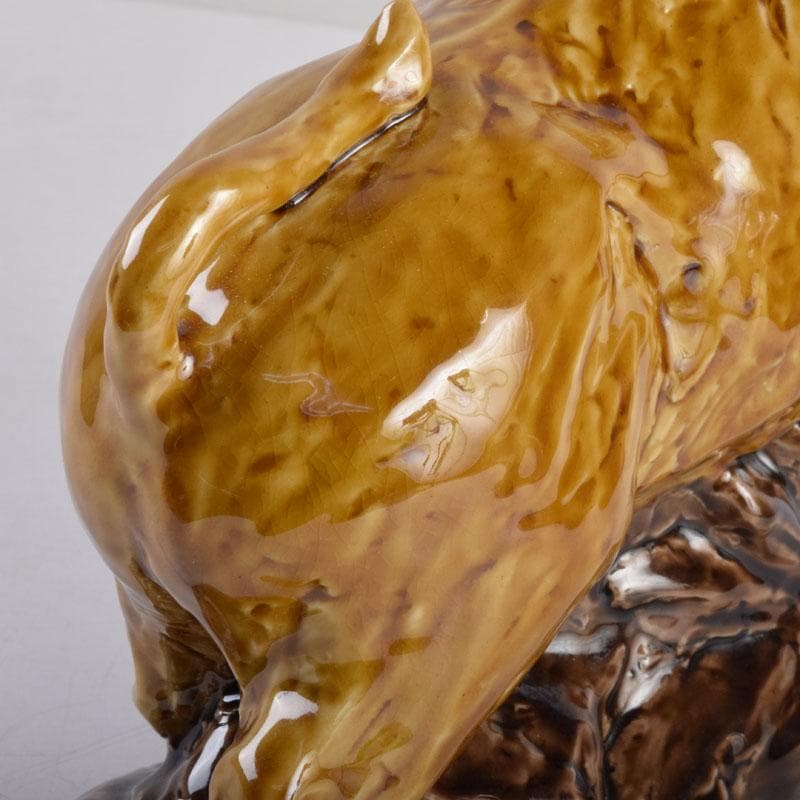 九谷焼　柳雨軒　三代八十吉　徳田正彦作　獅子　干支置物　共布共箱　C　8408A