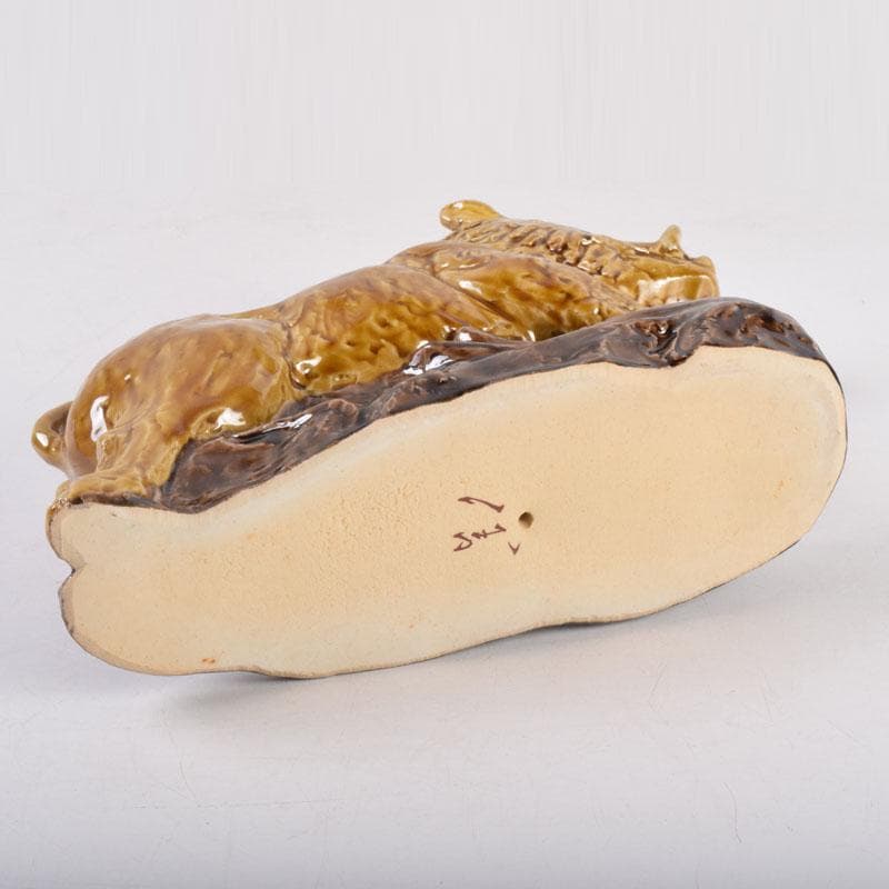 九谷焼　柳雨軒　三代八十吉　徳田正彦作　獅子　干支置物　共布共箱　C　8408A