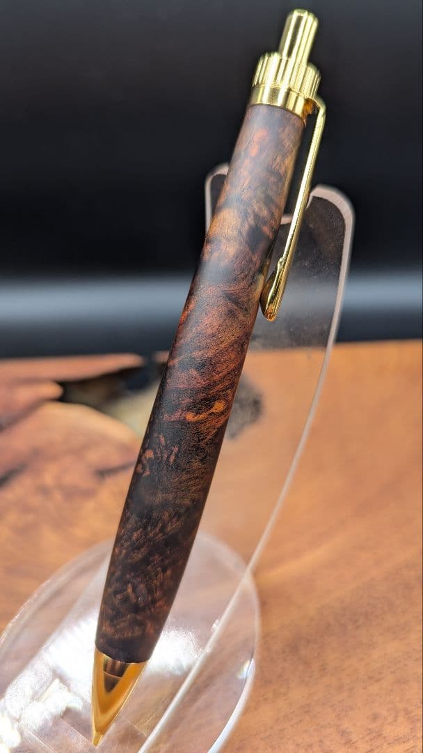 588極上　紫檀　瘤杢　木軸シャーペン　ボールペン