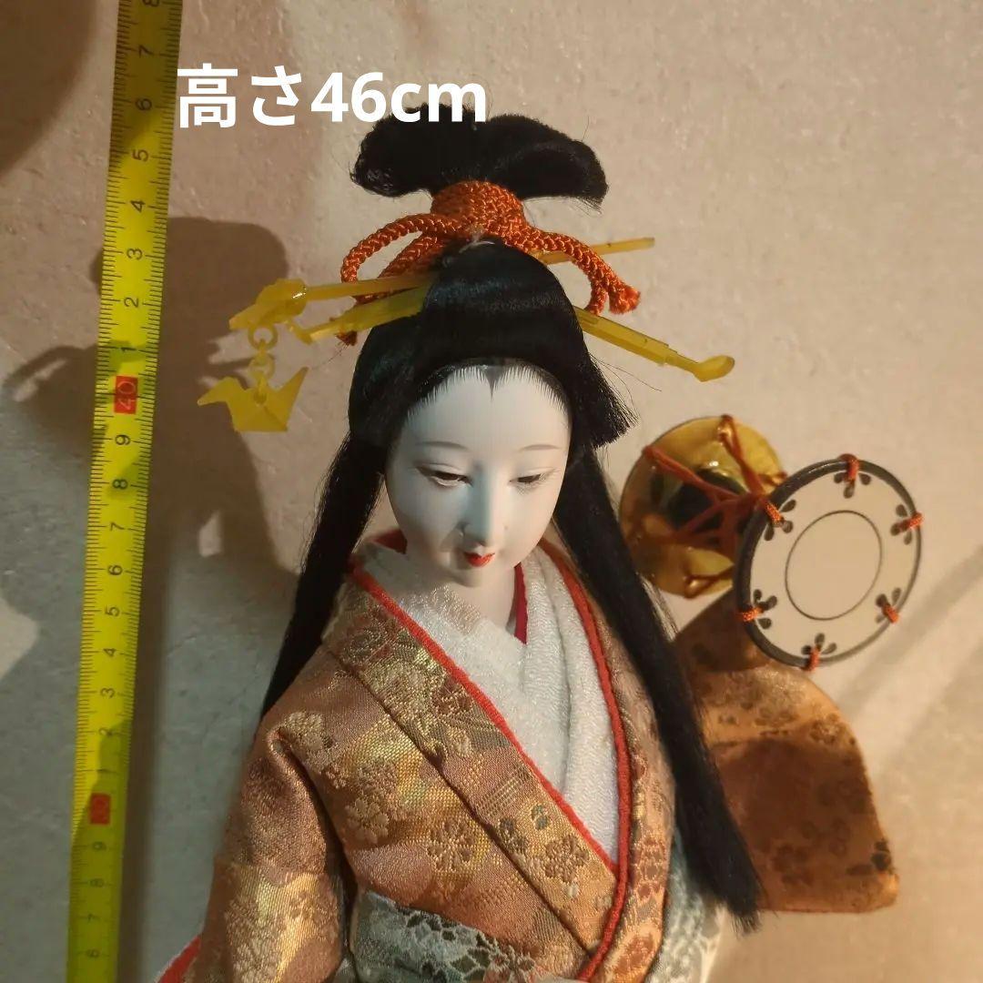 味岡映水頭　日本人形、尾山人形古代正絹　鼓