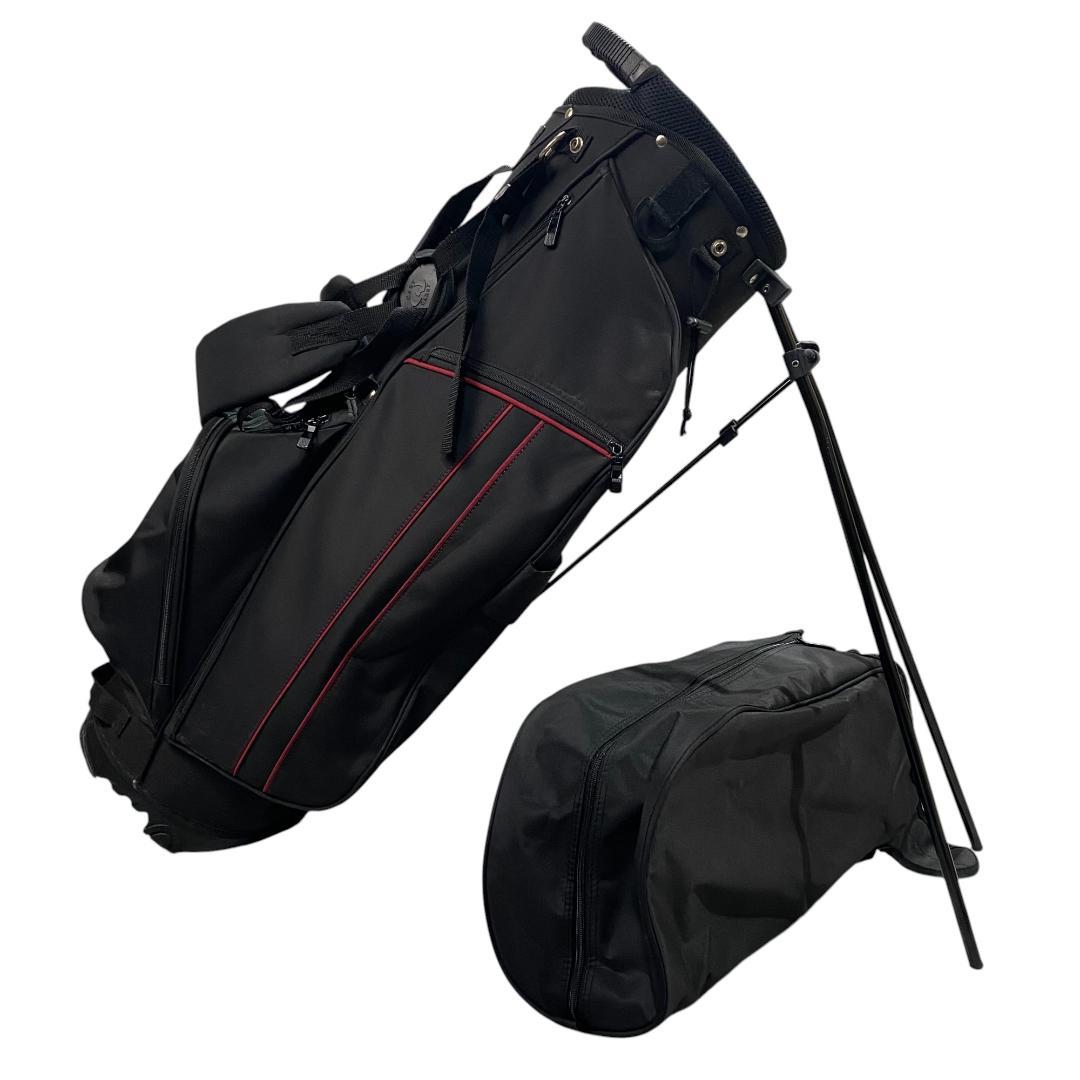 フード付き スタンド キャディバッグ ブラック 9型 7分割 ゴルフ