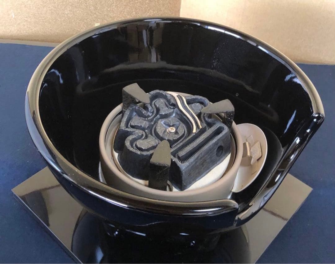 《R》茶道具 野々田式 風炉型電熱器 黒真塗B 元箱　260126く1