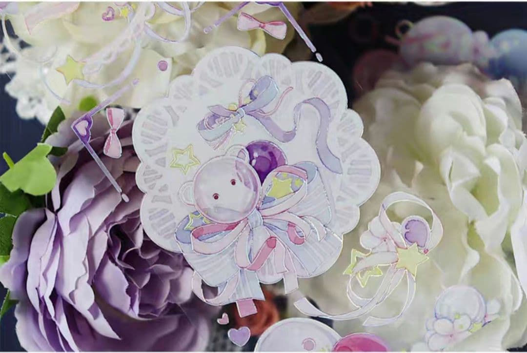 巻売 502★ 海外 マスキングテープ マステ PET 装飾 動物 兎 銀ホロ