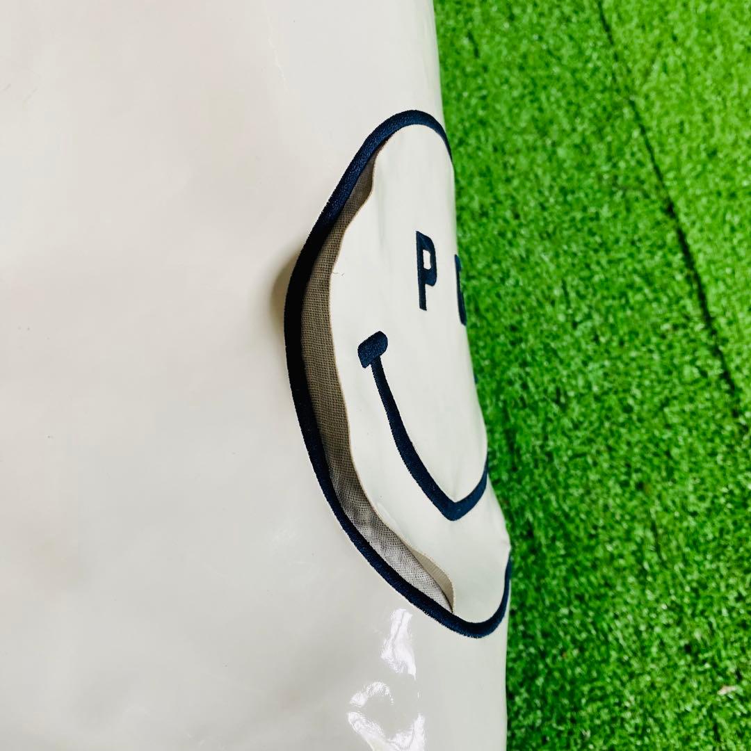 【人気＊定番 】PEARLY GATES　エナメルキャディバッグ　ロゴ　紺×白