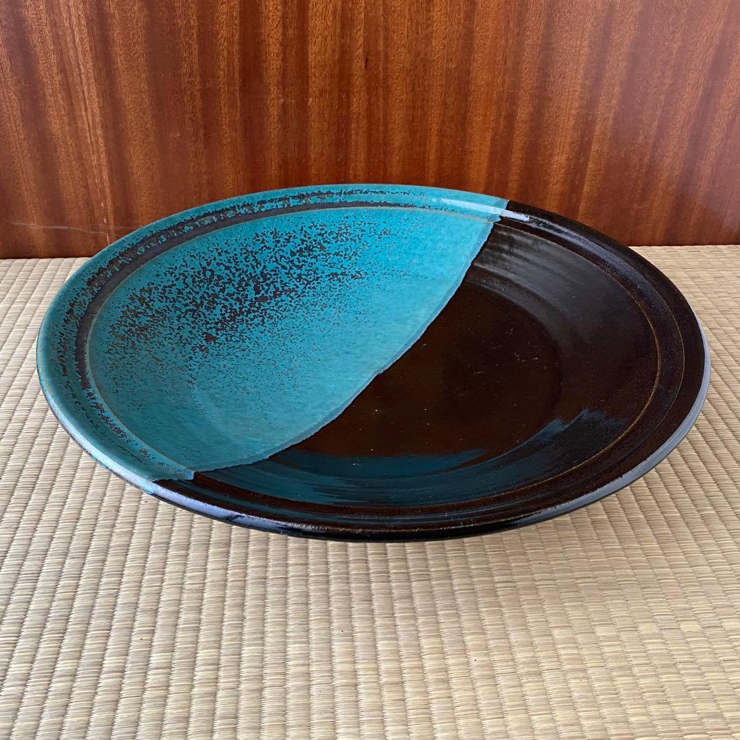 希少 牛ノ戸焼 掛け分け 大皿 特大サイズ 吉田璋也 民藝 柳宗悦 鳥取民芸