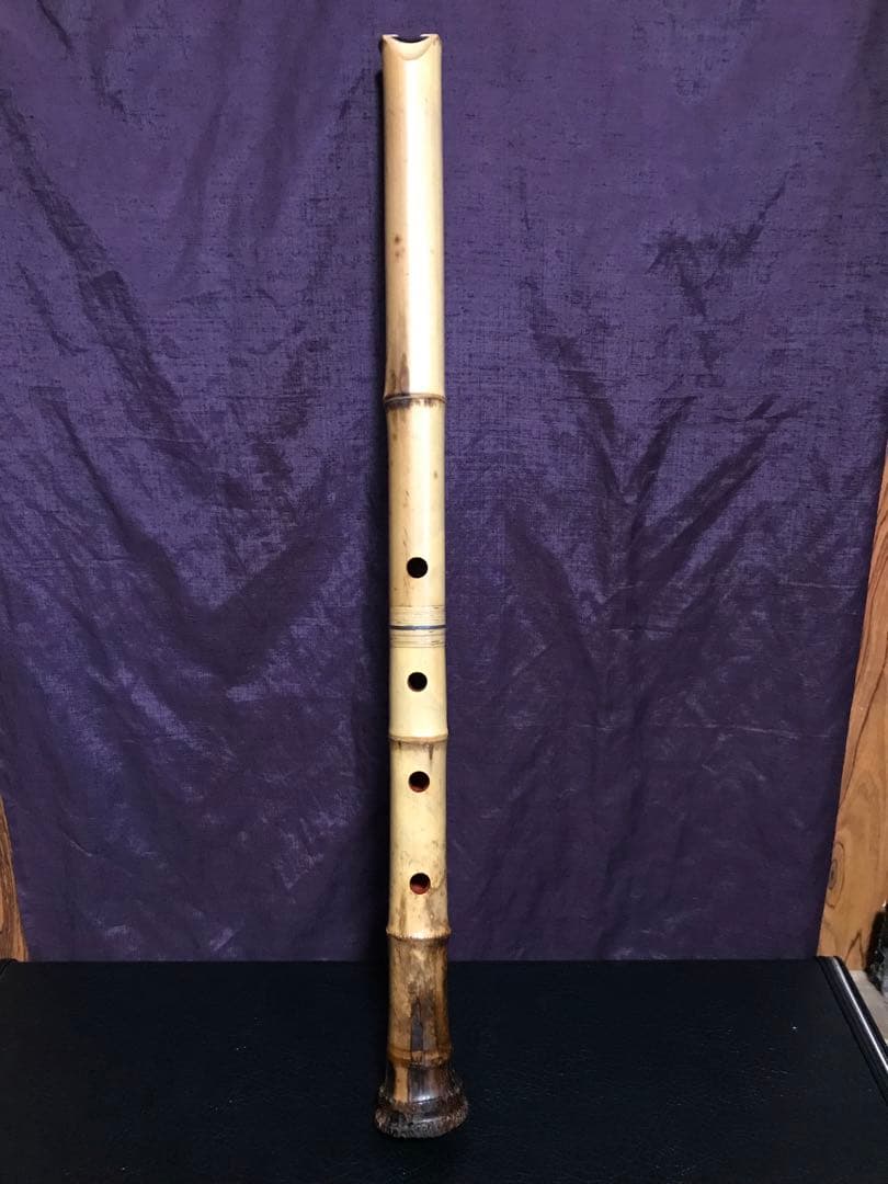 ⭐️都山流尺八　真山銘2印　銀縁唄口　長さー約61.5センチ　2尺管　古い尺八