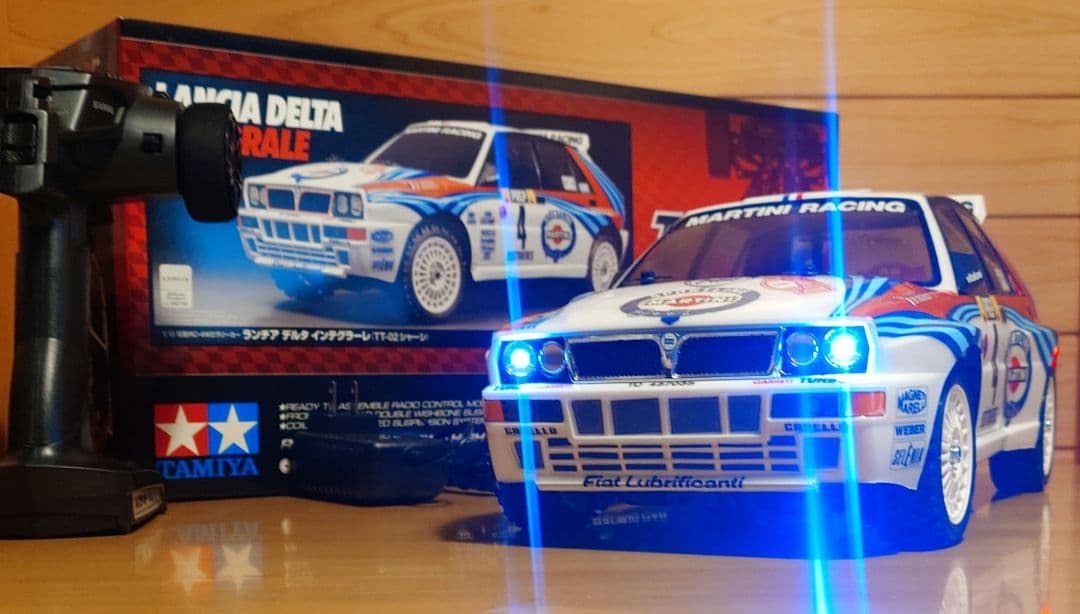 田宮RCランチアデルタインテグラーレLEDライト付＆プロポバッテリ…完成品セット