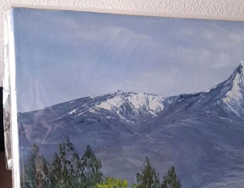 小川久雄【八ヶ岳を望む】F8　八ヶ岳　肉筆サイン　油絵