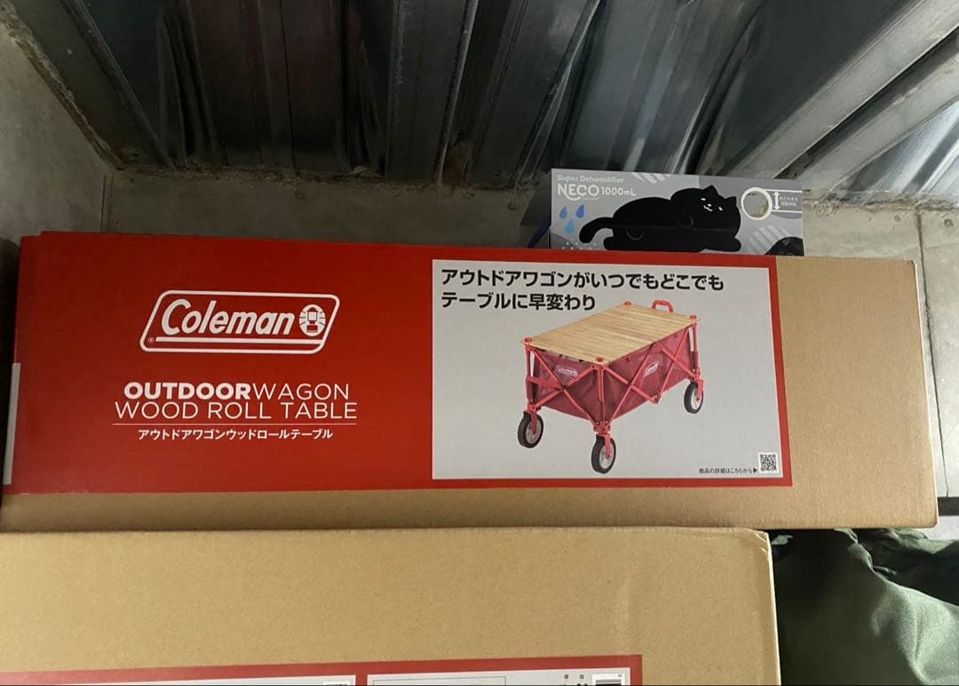 新品未開封 Coleman コールマン アウトドアワゴン ウッドロールテーブル