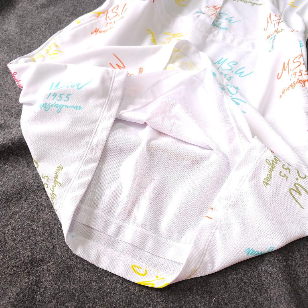 【マンシングウェア】ペンギンロゴ×ロゴ総柄 マルチカラー 半袖ゴルフワンピースL