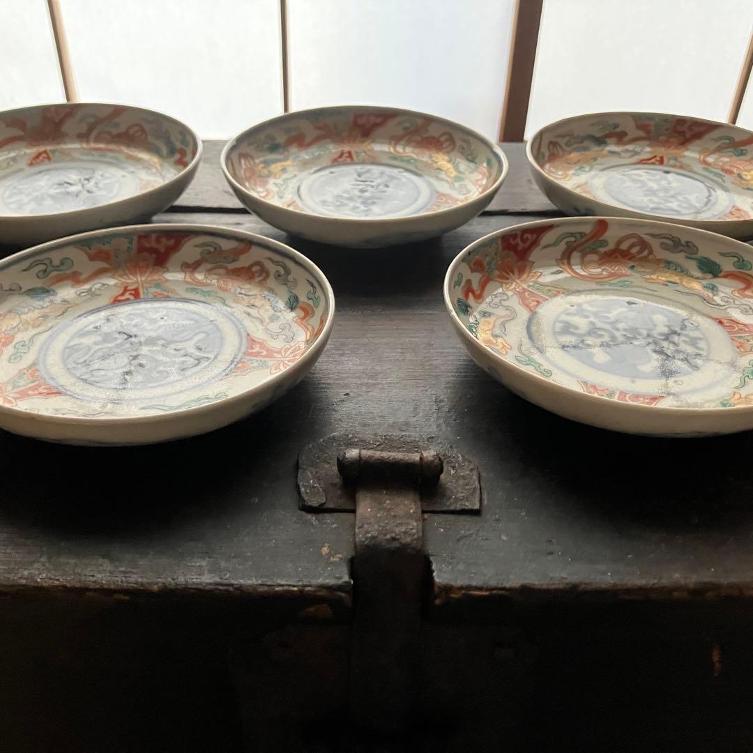 錦手伊万里　美しく華やかな小皿　食卓に華を添える　5枚セット