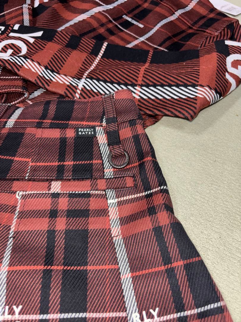 （新品と美品）パーリーゲイツ 、グレンチェック柄シリーズ、セットアップ、サイズ1